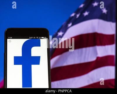 16 septembre 2018 - Kiev, Ukraine - logo Facebook vu affichée sur smart phone (crédit Image : © Igor Golovniov/SOPA des images à l'aide de Zuma sur le fil) Banque D'Images