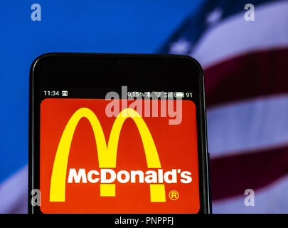 16 septembre 2018 - Kiev, Ukraine - McDonald's logo vu affichée sur smart phone (crédit Image : © Igor Golovniov/SOPA des images à l'aide de Zuma sur le fil) Banque D'Images