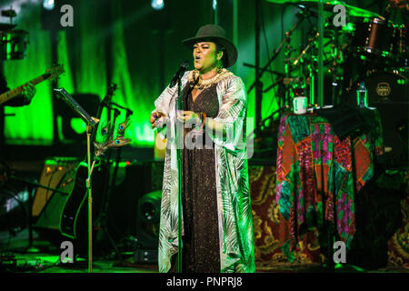 Durham, North Carolina, USA. 10 juillet, 2018. Musique Artiste JILL SCOTT effectue à Durham, Caroline du Nord dans le cadre de sa tournée 2018. Jillian'' ''Jill Scott est un chanteur et auteur-compositeur. Credit : Andy Martin Jr./ZUMA/Alamy Fil Live News Banque D'Images