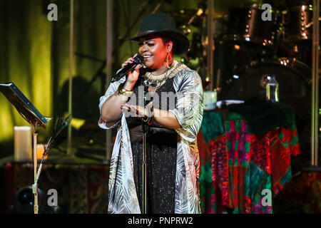 Durham, North Carolina, USA. 10 juillet, 2018. Musique Artiste JILL SCOTT effectue à Durham, Caroline du Nord dans le cadre de sa tournée 2018. Jillian'' ''Jill Scott est un chanteur et auteur-compositeur. Credit : Andy Martin Jr./ZUMA/Alamy Fil Live News Banque D'Images