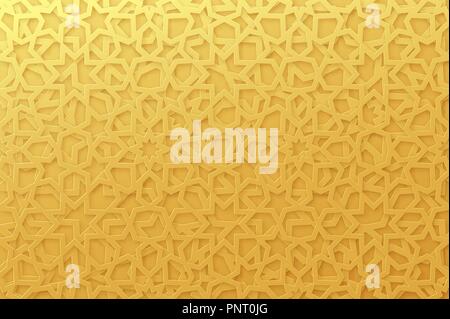 L'arabe. Or vecteur ornement islamique. La forme 3d géométrique. Motif traditionnel arabe texture Illustration de Vecteur