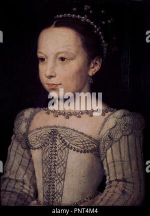 Marguerite de Valois (1553-1615) - 1561 - 31x24 cm - huile sur panneau. Auteur : CLOUET, François. Lieu : Musée Condé. CHANTILLY. La France. Banque D'Images