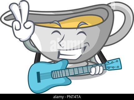 Avec guitare caricature avec la Turquie bateau sauce sauce Illustration de Vecteur