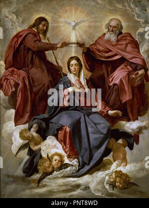 Couronnement de la Sainte Vierge. La coronacion de la Virgen. 1641-1642 . Huile sur toile (176 x 124). Madrid, musée du Prado. Auteur : VELAZQUEZ, DIEGO. Emplacement : Museo del Prado-PINTURA. MADRID. L'ESPAGNE. Banque D'Images