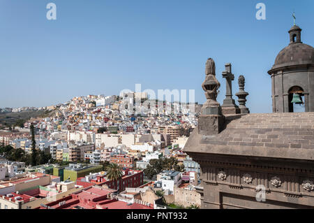 Vues de la ville de Las Palmas de Gran Canaria, Îles Canaries, Espagne, du clocher de la cathédrale de Santa Ana Banque D'Images