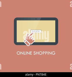 Concept d'achat en ligne, mobiles et marketing numérique. Ensemble d'élément de conception plate, vector illustration. Illustration de Vecteur