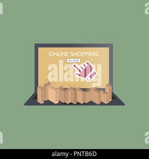 Concept d'achat en ligne, mobiles et marketing numérique. Ensemble d'élément de conception plate, vector illustration. Illustration de Vecteur