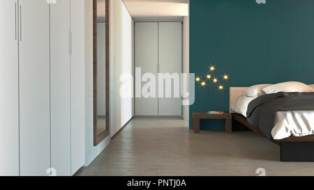 Chambres dans un style moderne avec meubles et meubles. Vacances, projet d'architecture. Le rendu 3D Banque D'Images