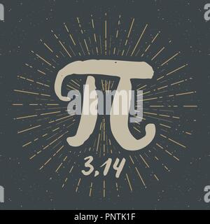 Symbole pi à la main, l'icône Grunge signe mathématique calligraphiques, vector illustration. Illustration de Vecteur