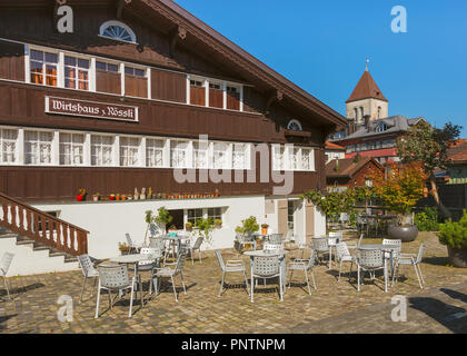 Zürich, Suisse - 20 septembre 2018 : immeubles de la partie historique de la ville d'Appenzell. Appenzell est la capitale du canton suisse de Banque D'Images