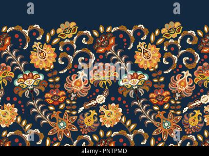 Vintage flowers seamless background en provençal. Vector pattern bleu beige sur fond blanc. Illustration de Vecteur