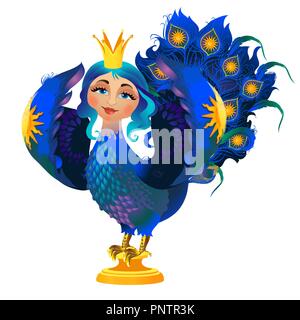 Le caractère folklorique de l'oiseau avec une femme isolé sur fond blanc. Gamayun prophétique. Cartoon Vector illustration close-up. Illustration de Vecteur