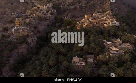 Village de In Misfat Al Abereen dans monts Hajar en Oman Banque D'Images