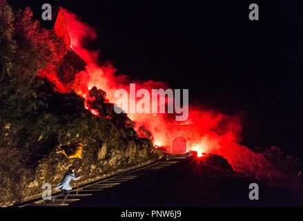 Roccantica (Rieti, Italie) - Une belle et charmante ville médiévale dans la région de Sabina, avec paysage évocateur sur la vallée du Tibre, Italie centrale Banque D'Images