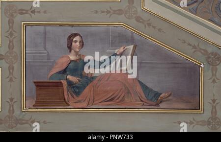 Murale PINTURA DEL TECHO DE UNA DE LAS SALAS DE PRESIDENCIA - Figura femenina QUE REPRÉSEN EL ESTUDIO - 1849/56. Auteur : ESPALTER Y RULL JOAQUIN. Emplacement : CONGRESO DE LOS DIPUTADOS-PINTURA. MADRID. L'ESPAGNE. Banque D'Images