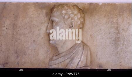 Soulager EN MARMOL DE ROSTRO DE PERSONAJE ROMANO - SIGLO XVI - RENACIMIENTO ITALIANO. Auteur : CAMILANI FRANCISCO. Emplacement : PALACIO DE SOTOFERMOSO. ABADIA. CACERES. L'ESPAGNE. Banque D'Images