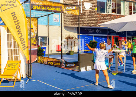 KITZBUHEL, AUTRICHE - Aug 2, 2018 : Le tournoi de tennis en été en ville, Kitzbuhel Tirol. Ce concours est connu comme O autrichien Banque D'Images