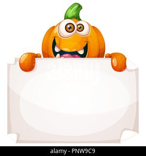 Mignon, drôle caractères citrouille. Publicité, d'une annonce sur le papier. Illustration de Vecteur