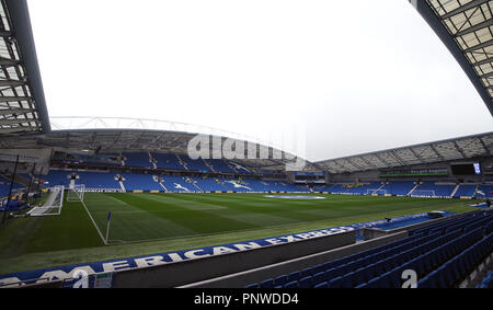 Vue générale de l'AMEX Stadium avant le premier match de championnat entre Brighton et Hove Albion et de Tottenham Hotspur. Banque D'Images