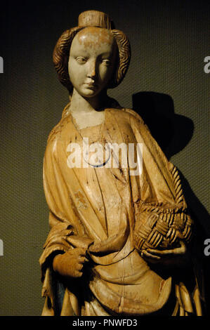 Catherine d'Alexandrie, Saint (d.305). Martyr chrétien d'Alexandrie. Sculpture datant de 1410-1420. Galerie Nationale Hongroise. Budapest. La Hongrie. Banque D'Images