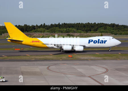 Polar Air Cargo Boeing 747-800F circule à Tokyo Narita Airport Banque D'Images