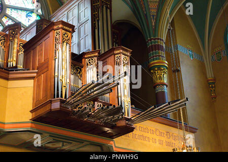 Orgue dans la cathédrale de la Madeleine. Salt Lake City, Utah, États-Unis. Banque D'Images