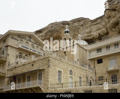 La Syrie. Ma"loula. Ville construite dans la montagne. Mar Tecla Monastère, élève de saint Paul. Proche Orient. Photo avant la guerre civile syrienne. Banque D'Images