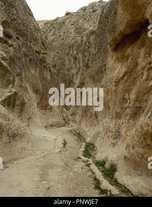 La Syrie. Ma"loula. Ville construite dans la montagne. Gorge. Proche Orient. Banque D'Images