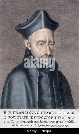 Francisco Suarez (1548-1617). Philosophe et théologien espagnol. Dix-septième siècle gravure de couleur. Banque D'Images