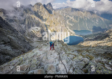 Randonnée dans le mont Rysy Tatras Banque D'Images