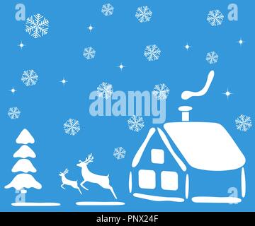 Paysage de Noël pour la maison de vacances. Illustration de Vecteur