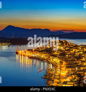 Poros la nuit, Grèce Banque D'Images