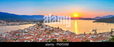 Coucher de soleil en Grèce, Poros Banque D'Images