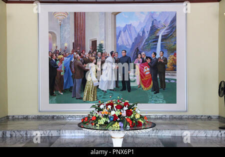 Peinture en Corée du Nord de Kim Il Sung, rencontrer d'autres dirigeants du monde Banque D'Images