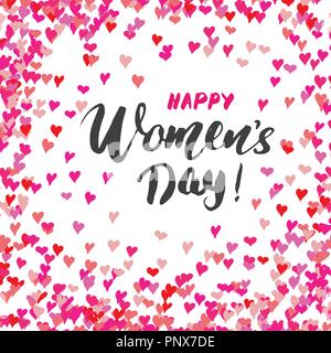 Bonne Journée de la femme carte de souhaits part lettrage. Maison de vacances design rétro texture grunge vector illustration. Illustration de Vecteur