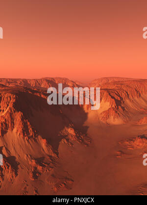 Montagne et Canyon sur Mars Banque D'Images