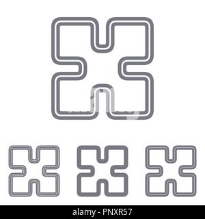 Recherche Gray Line jeu de conception de logo Illustration de Vecteur