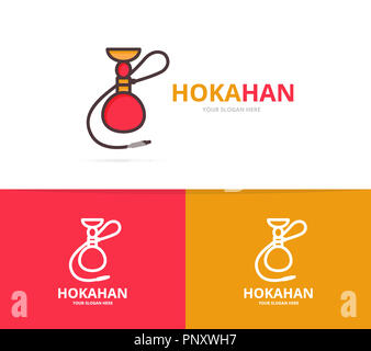 Logo du narguilé. Shisha fumée turque et unique modèle de conception de logo. Banque D'Images