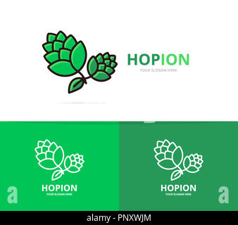 Hop logo design modèle. La bière et le symbole de barre ou de l'icône Banque D'Images