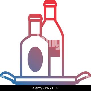 Les bouteilles de vin boissons alcool sur le bac vector illustration neon Illustration de Vecteur