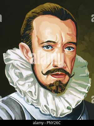 Pedro de Alvarado, (Madrid,1485, Guadalajara, México, 1541). Participó en la conquista de Cuba, pero su la fama en ganó la conquista de Mexico. Banque D'Images