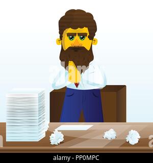 L'homme jaune avec des mains qui prient. Cartoon Vector illustration. Illustration de Vecteur