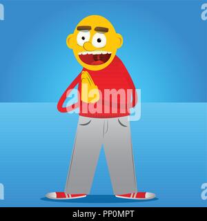 L'homme jaune avec des mains qui prient. Cartoon Vector illustration. Illustration de Vecteur