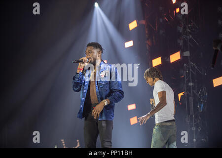 Londres, Royaume-Uni. 22 septembre 2018, Yxng Bane effectuant à 1Xtra Live 2018 à l'O2 Arena, Peninsula Square, Londres. © Jason Richardson / Alamy Live News Banque D'Images