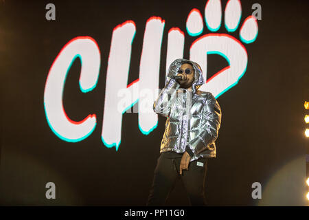 Londres, Royaume-Uni. 22 septembre 2018 Tahmaal Fyffe, mieux connu sous son nom de scène, précédemment connu sous le nom de puce à Tamia 1Xtra Live 2018 à l'O2 Arena, Peninsula Square, Londres. © Jason Richardson / Alamy Live News Banque D'Images