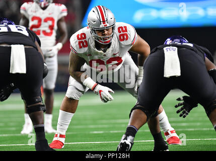 15 septembre 2018 : Ohio State Buckeyes attaquer défensive Haskell Garrett # 92 dans l'épreuve de AdvoCare NCAA Football match entre l'Ohio State Buckeyes et le TCU Horned Frogs à AT&T Stadium à Arlington, TX Ohio défait TCU 40-28 Albert Pena/CSM Banque D'Images