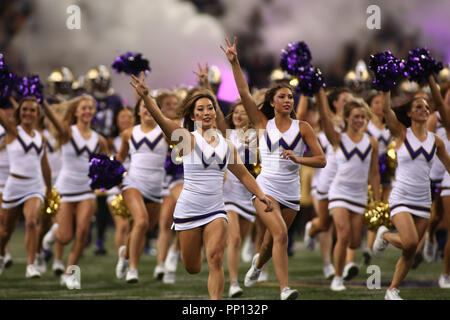 Seattle, WA, USA. 22 Sep, 2018. L'esprit des Huskies de Washington Squad prend le champ avant un match entre l'Arizona State Sun Devils et Washington Huskies au Husky Stadium à Seattle, WA. Sean Brown/CSM/Alamy Live News Crédit : Cal Sport Media/Alamy Live News Banque D'Images