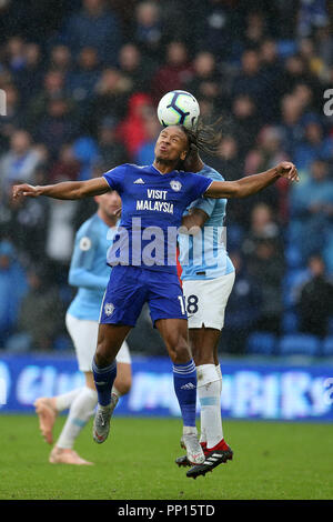 Cardiff, Royaume-Uni. 22 Sep, 2018. Decordova-Reid Bobby de la ville de Cardiff en action. Premier League match, Cardiff City v Manchester City au Cardiff City Stadium le samedi 22 septembre 2018. Cette image ne peut être utilisé qu'à des fins rédactionnelles. Usage éditorial uniquement, licence requise pour un usage commercial. Aucune utilisation de pari, de jeux ou d'un seul club/ligue/dvd publications. Photos par Andrew Andrew/Verger Verger la photographie de sport/Alamy live news Crédit : Andrew Orchard la photographie de sport/Alamy Live News Banque D'Images