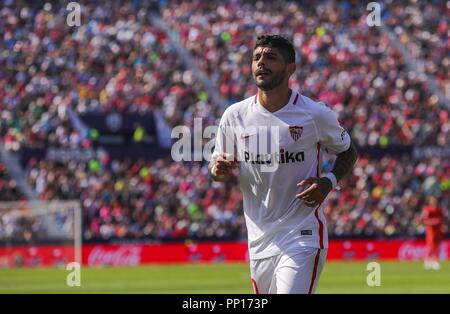Valence, Espagne. 29Th Sep 2018. pendant le match de football entre Levante UD et FC Séville le 23 septembre 2018 à Ciutat de Valencia à Valence, en Espagne. Appuyez sur Cordon Cordon Crédit : Presse/Alamy Live News Banque D'Images
