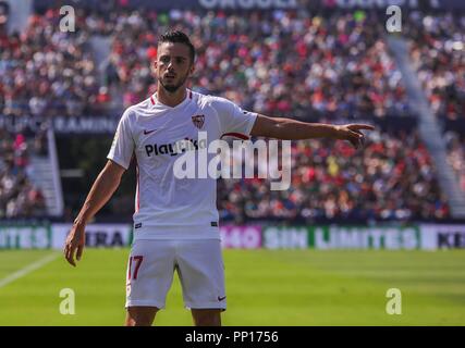 Valence, Espagne. 29Th Sep 2018. pendant le match de football entre Levante UD et FC Séville le 23 septembre 2018 à Ciutat de Valencia à Valence, en Espagne. Appuyez sur Cordon Cordon Crédit : Presse/Alamy Live News Banque D'Images